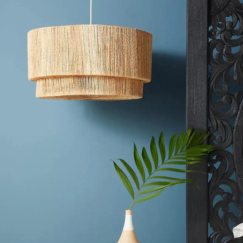 Japanese-style wabi-sabi wind retro chandelier creative dining table lamp simple bedroom inn bed and breakfast  rope lamp