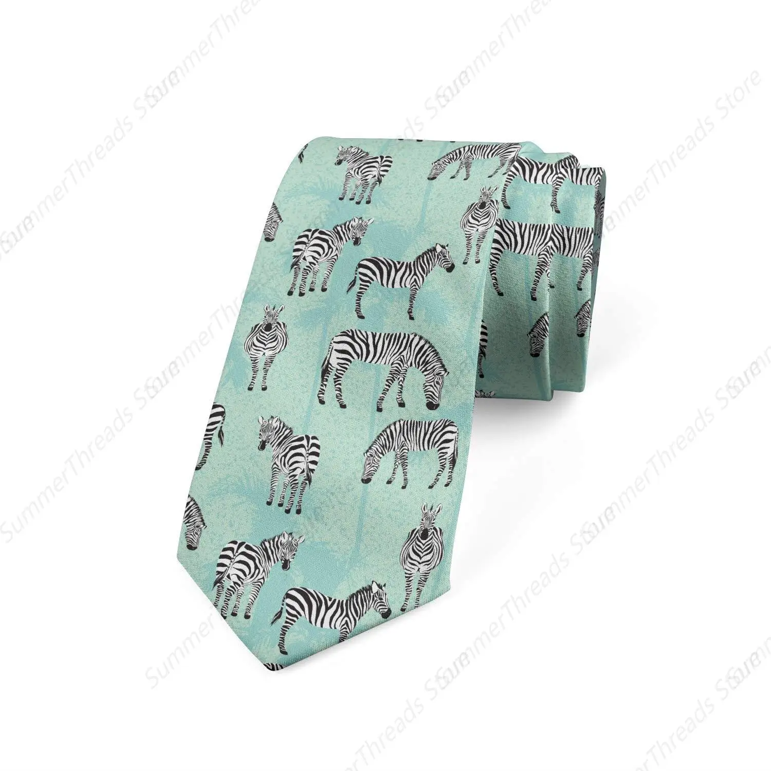 Necktie, Striped Endemic Horse Seafoam Charcoal Zebra Ties