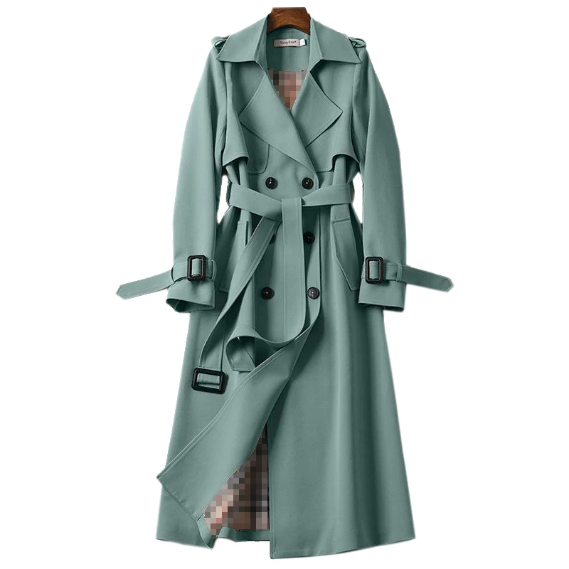 

Fashion Belt Coat Women New Double Breasted Mid Long Women Trench High Quality Coat Overcoat Windbreaker Female Trench Coat