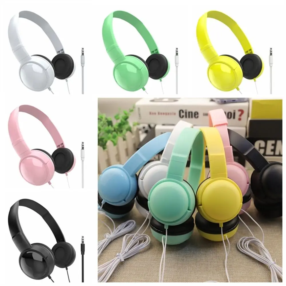 Over Ear Wierd Headphones HiFi Stereo Music Stereo 3.5mm Headset Adjustable Noise Cancelling Macaron Headphone Tablet