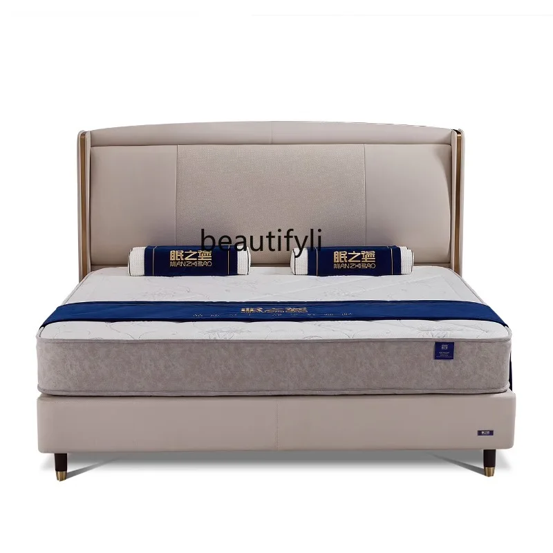 

Leather Bed Bed in Master Bedroom Marriage Bed Double Bed Edging Bed Affordable Luxury Fashion Mb205