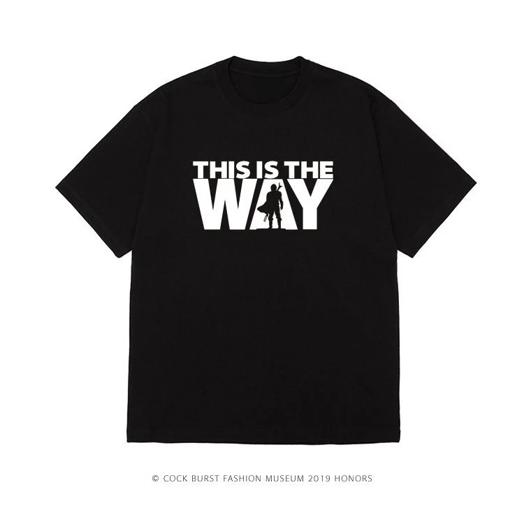 Star Wars This Is The Way Grafik-T-Shirt, schwarzes Baumwoll-T-Shirt mit Rundhalsausschnitt und kurzen Ärmeln, Herren-T-Shirt im Sci-Fi-Streetwear-Stil, übergroßes T-Shirt – Detail 4