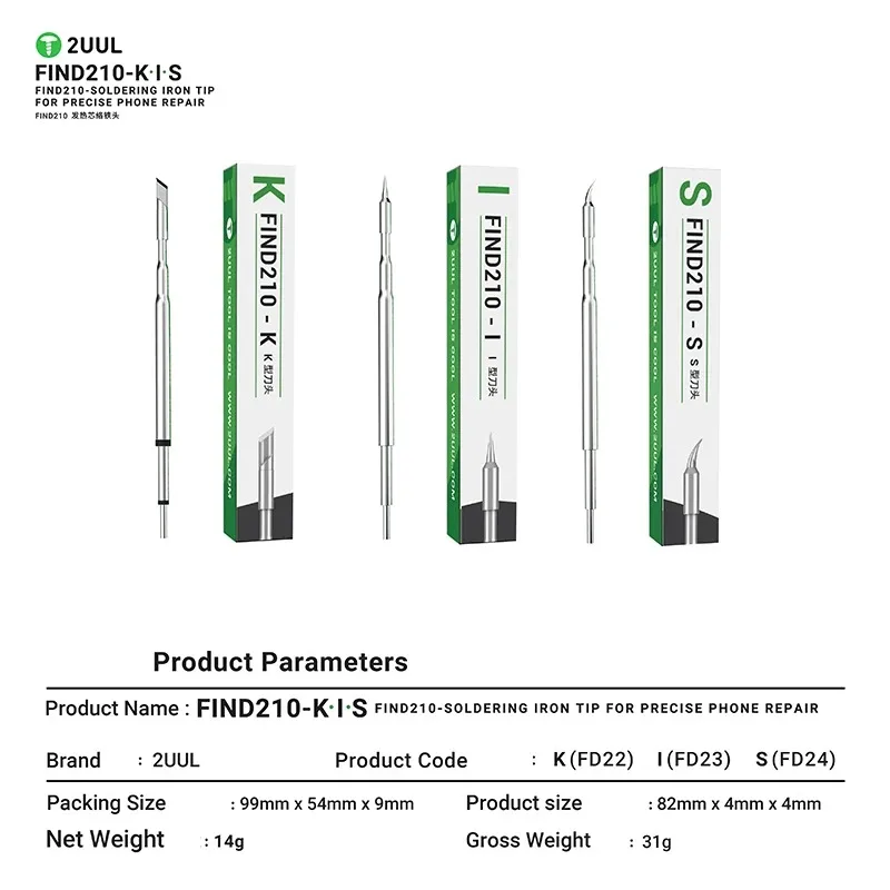 2UUL C210 K I S Universal Soldering Iron Tip Heating Core Efficient Heat Conduction Temperature Recovery Hand Tool