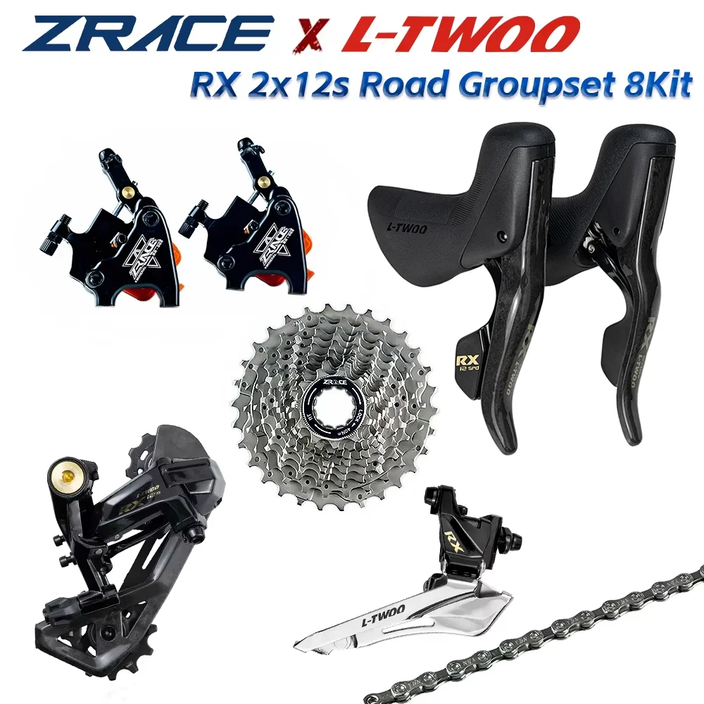 

LTWOO RX 2x12 speed, 24s Road Groupse 8Kit Carbon Fiber, ZRACE Hydraulic Brake + Cassette + Chains + Shifter + R / F Derailleurs