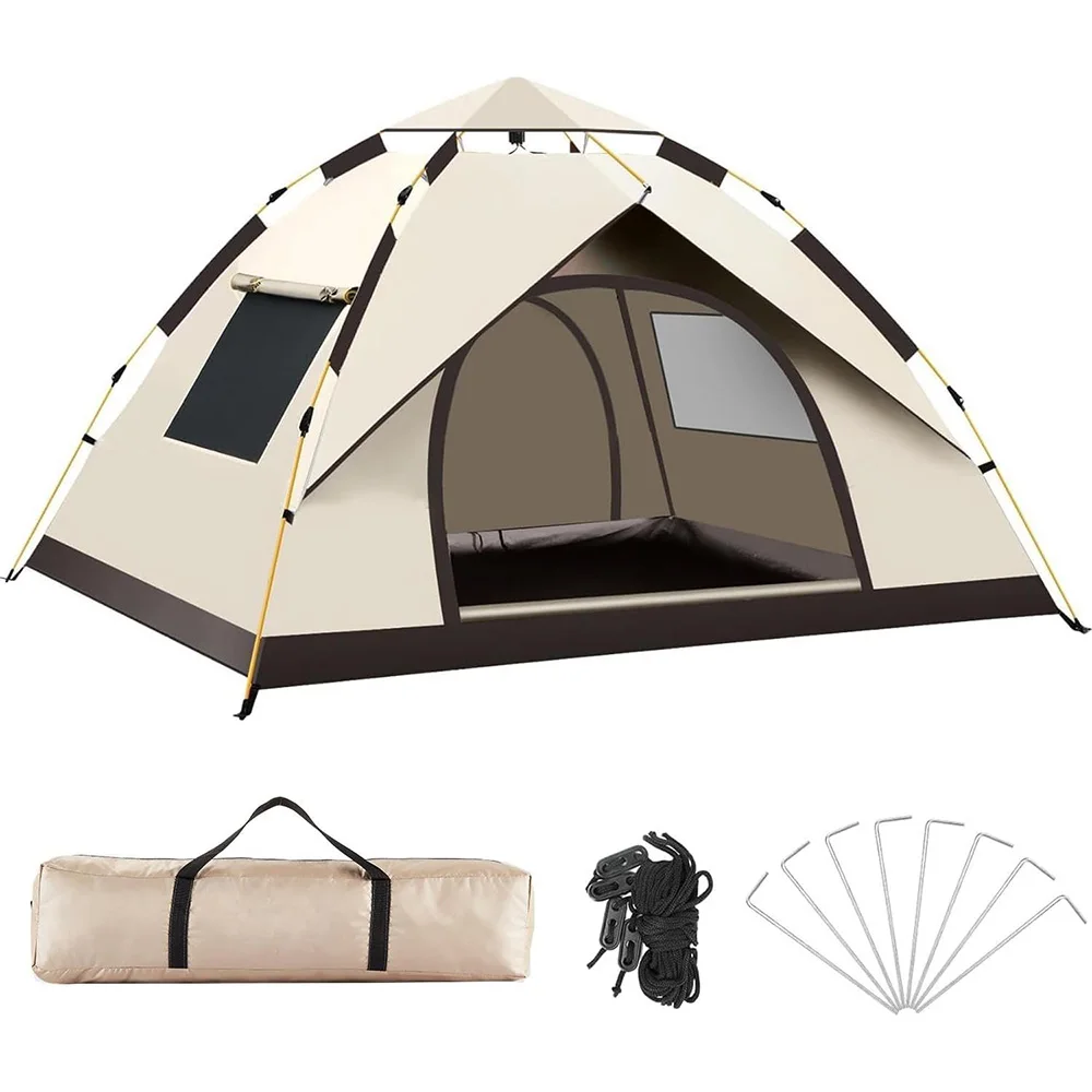 Casa de Campaña Portátil，Carpa Totalmente automática，Tiendas de Campaña 3-4 Personas, Impermeable y Prueba Viento，con Cuerda a Prueba de Viento y Bolsa de Transporte para Acampar, Picnic
