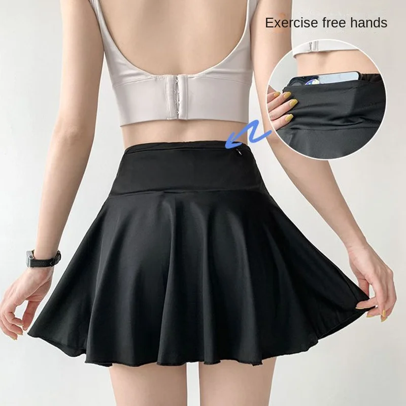 Summer Sports Large Size Invisible Open Crotch Outdoor Convenient Short Skirt Yoga Pantskirt Female Fitness Boyfriend Sex Skirt