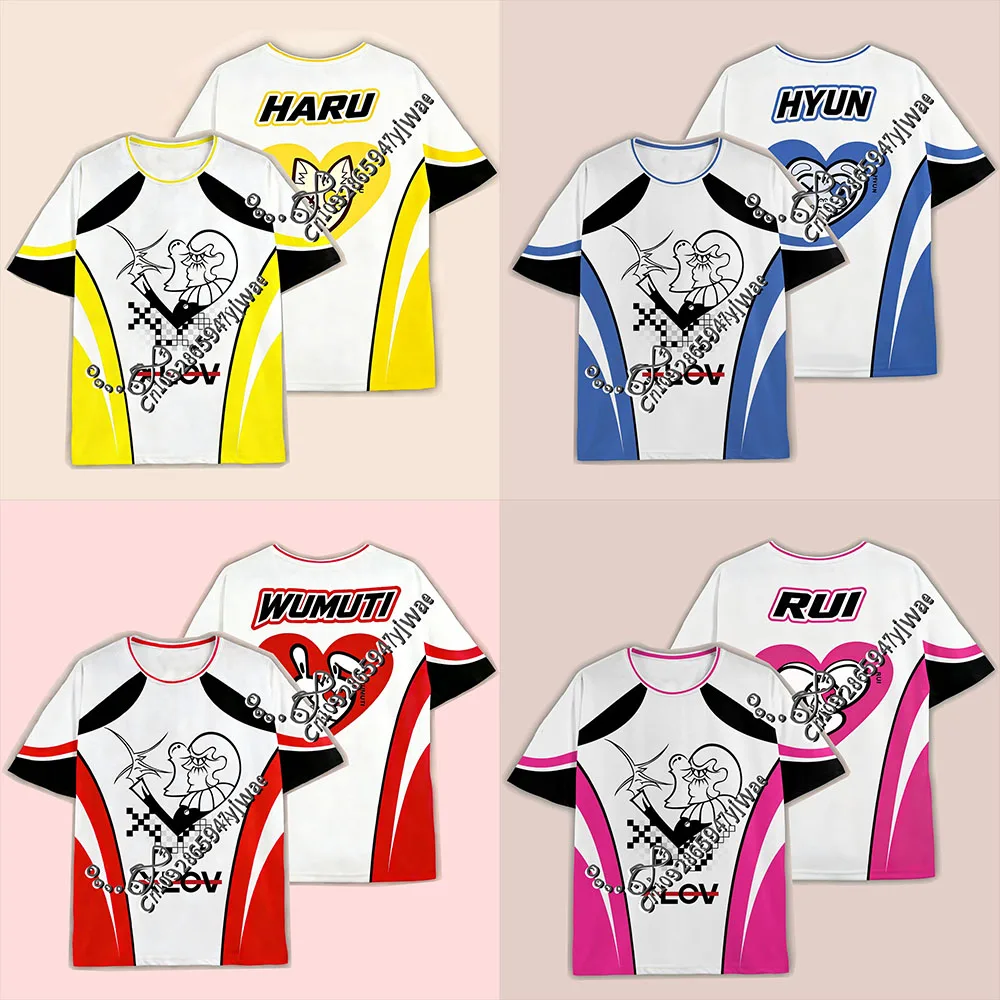 XLOV Wumuti Rui Hyun Haru Mesh Jersey Gift For Fans Fashion Street Wear Short Sleeves Sportswear Summer Adult Kid's T-shirts