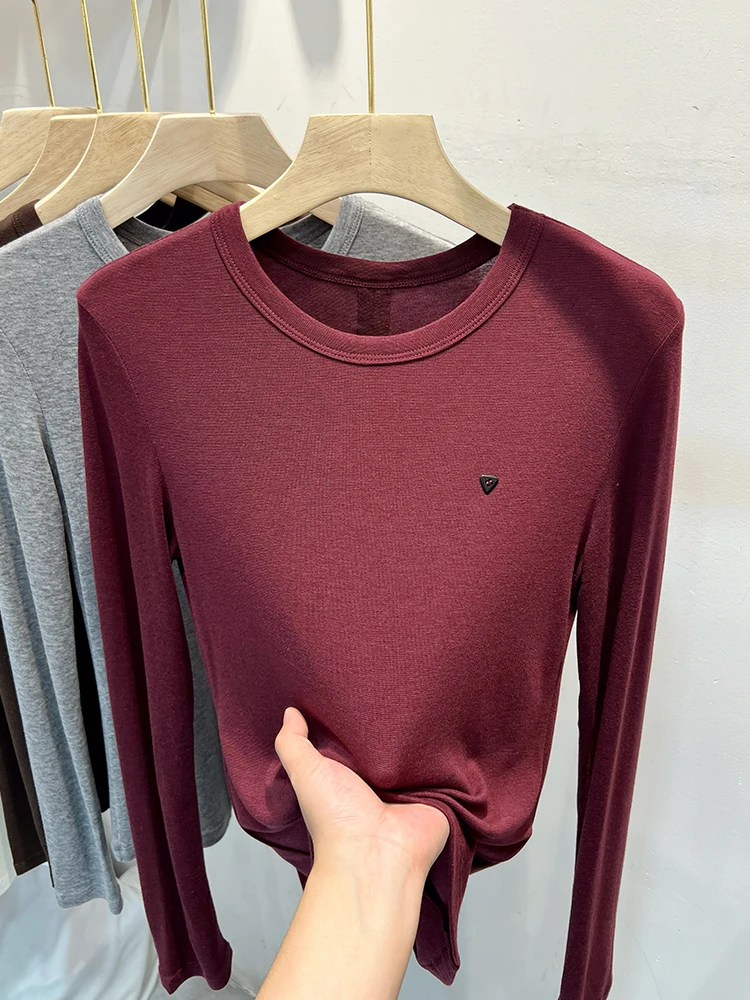 

Slim Fit Camere Knitwear Long Sve Pure Color Women's Top Early Autumn New Sle Versatile Base Layer irt Korean Sle