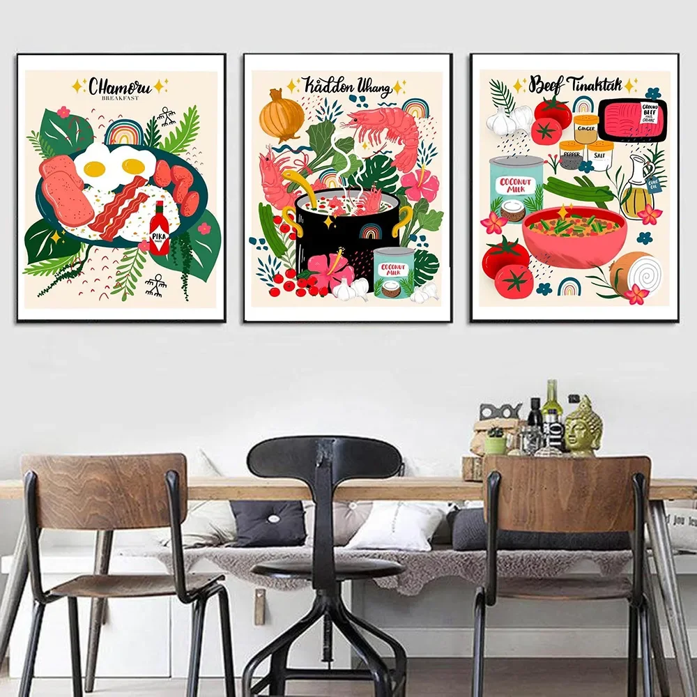 Kitchen Chamorro Foodie Posters and Prints Guam Food Breakfast Lunch Dinner Art Canvas Painting Modern Wall Picture Home Decor