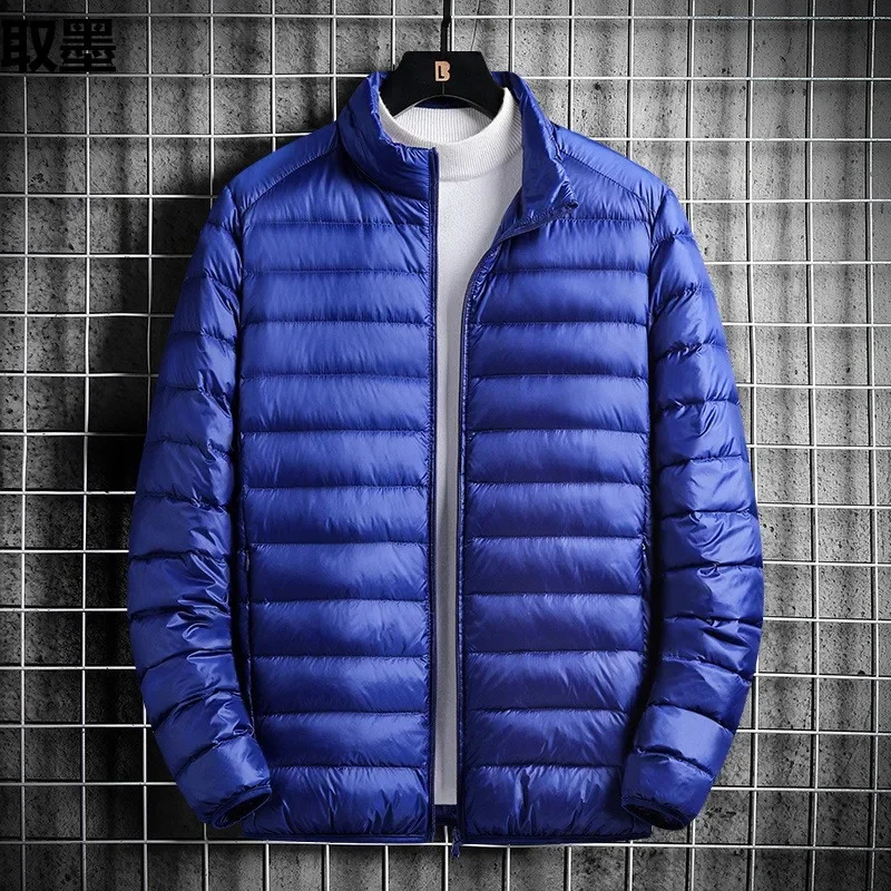 Men's Lightweight Cotton Coat 2024 New Style Large Size Ultra Light Stand Collar Hooded Cropped Cotton-Padded Outerwear Casual