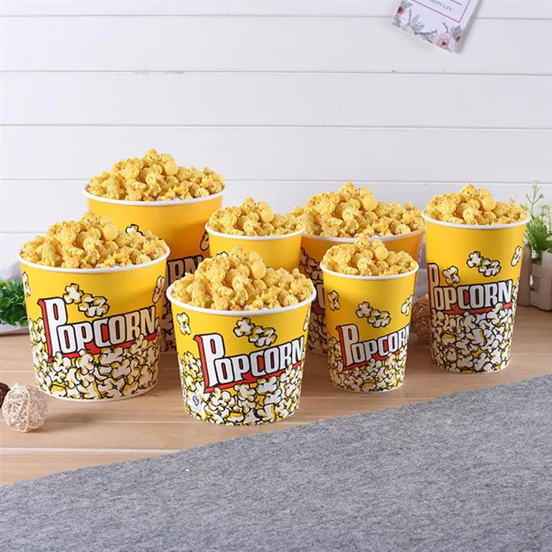 10pcs Popcorn Box Buckets Candy Movie Plastic Containers Kids Snack Supplies Favor Popcorn Bag Cups Paper Party Guests Gifts Box