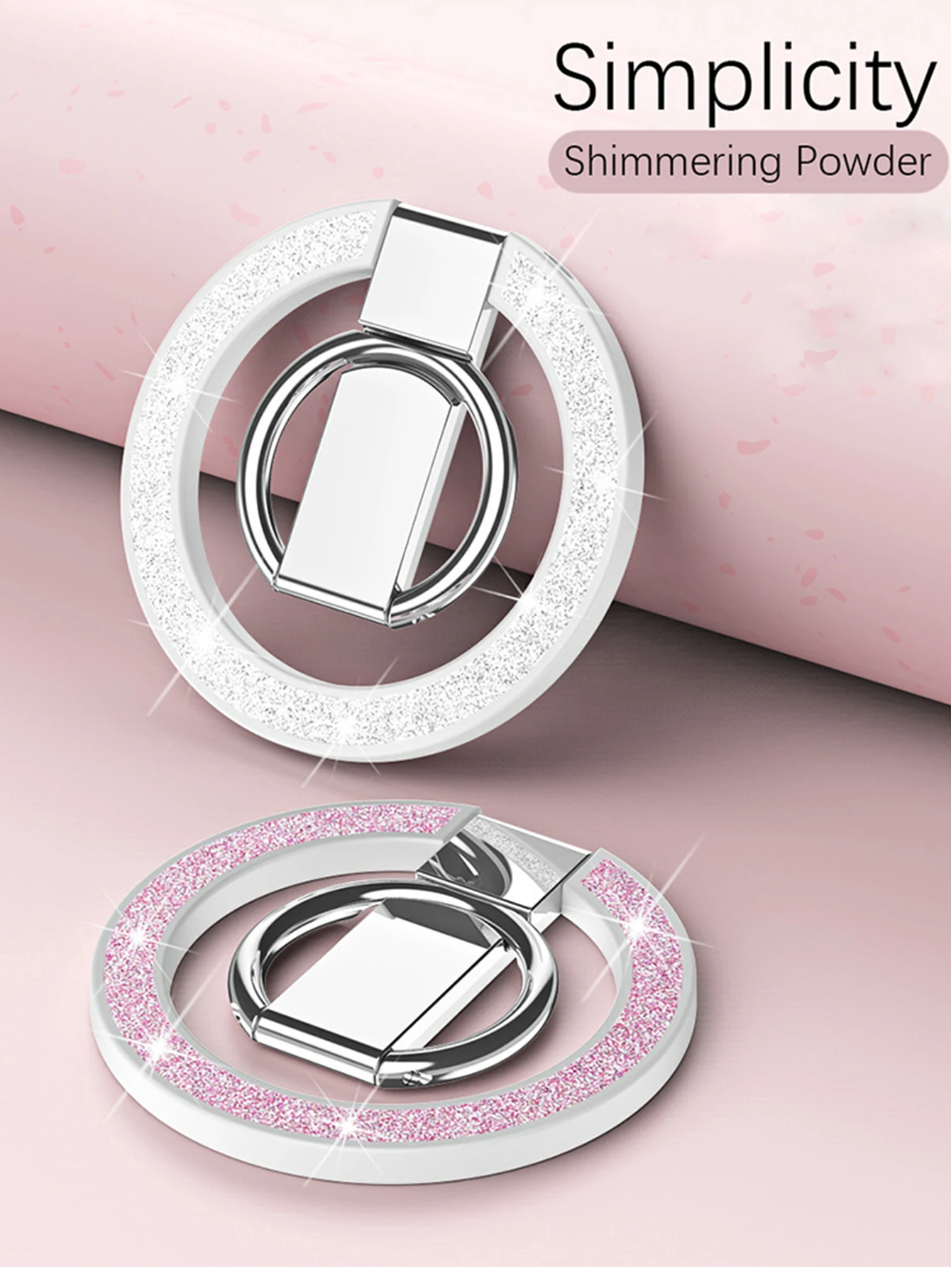 Für magnetischen Fingerschließe, 3 Abschnitte, schimmerndes Pulver, Einfachheit, Saugnapf, 1 Stück, ultraleicht und ultradünn, starke Saugkraft, Rotation – Detail 3