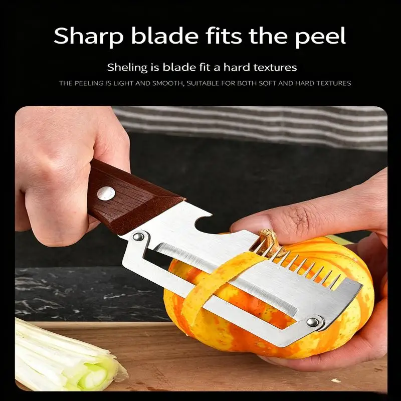 1 Pc Stainless Steel Thickened Fruit Peeler Knife With Wooden Handle Multi-functional Vegetable Peeler Ktchen Multi-function