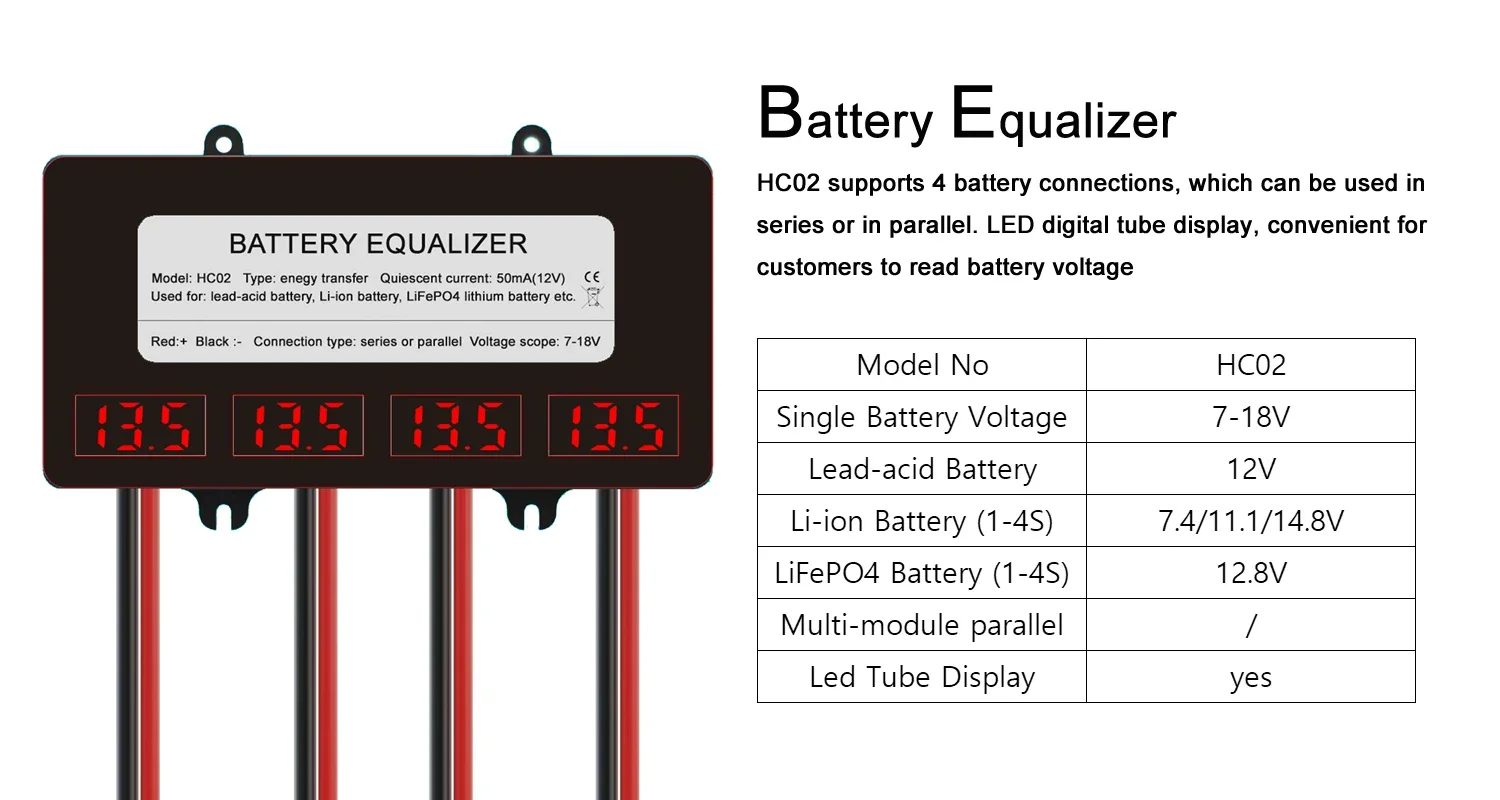 NEEY 48V Battery Balancer Smart 5A 10A Active Equalizer 12V 24V Lifepo4 Battery Current Voltage Li-ion LTO Lead Acid LED Display