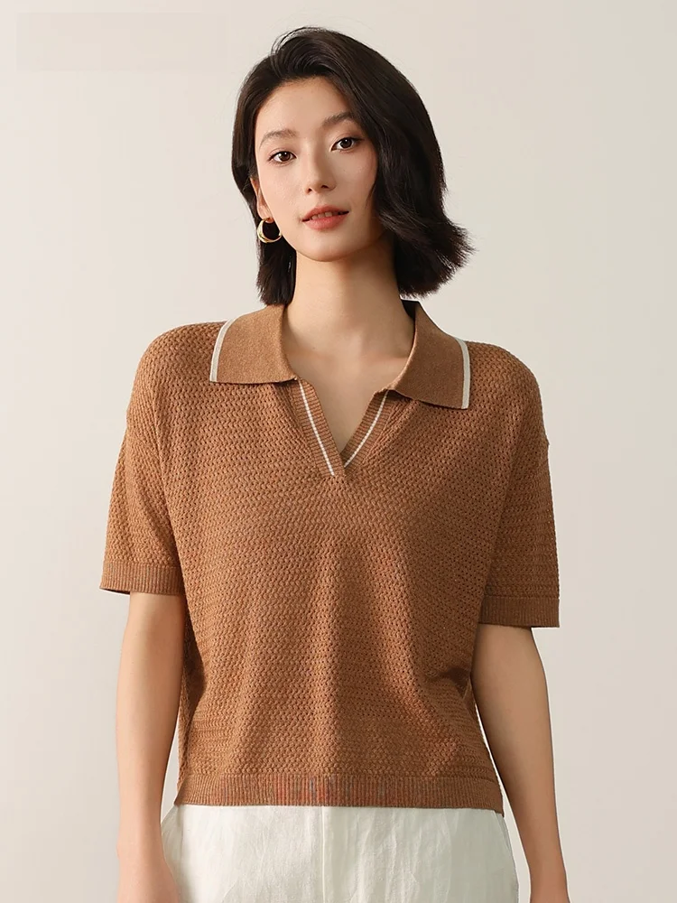 

Женская модная трикотажная футболка с V-образным вырезом, укороченная, для похудения, экологичная, с цветовыми блоками, универсальная летняя модель