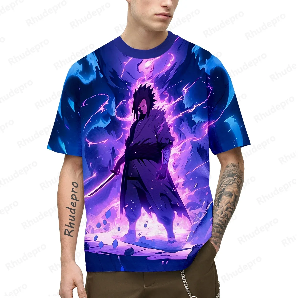 Naruto Men's T-shirt Fashion Oversized Anime T-shirt Casual Uchiha Sasuke 3d Printed Short Sleeve Casual Anime Boy T-shirt Top