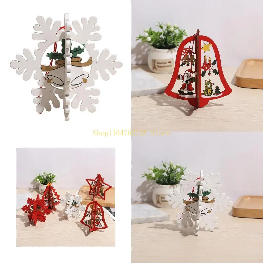 Wooden Christmas Ornaments Star Xmas Tree Xmas Tree Hanging Crafts best sale