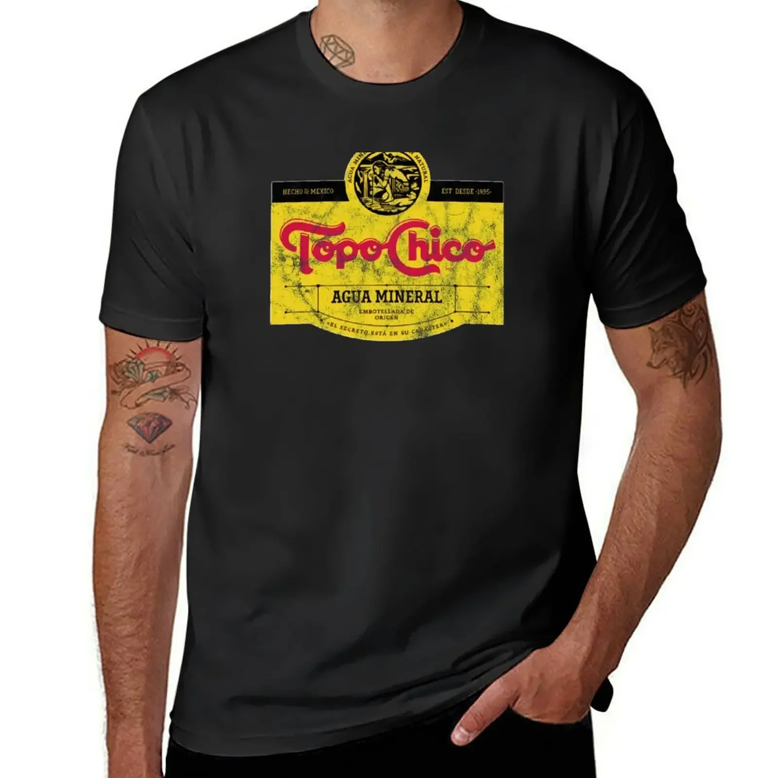 Topo Chico agua mineral worn and washed logo (sparkling mineral water) T-Shirt quick drying graphics t shirts for men graphic