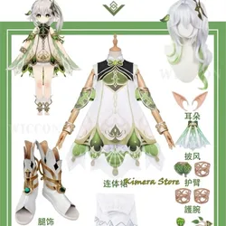 Genshin Impact Nahida Maid Cosplay Costume Lesser Lord Kusanali Wig Cute Style Dress Nahida Genshin Cosplay For Girls Kids Size