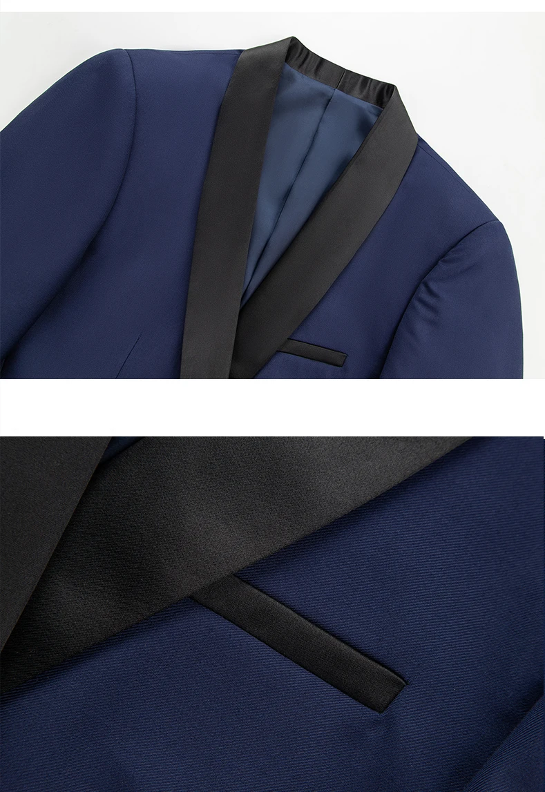 Herren-Blazer, schmale Passform, Anzugjacke, 1-Knopf-Samt, Schalkragen, Hochzeit, formelle Anzugjacke – Detail 12