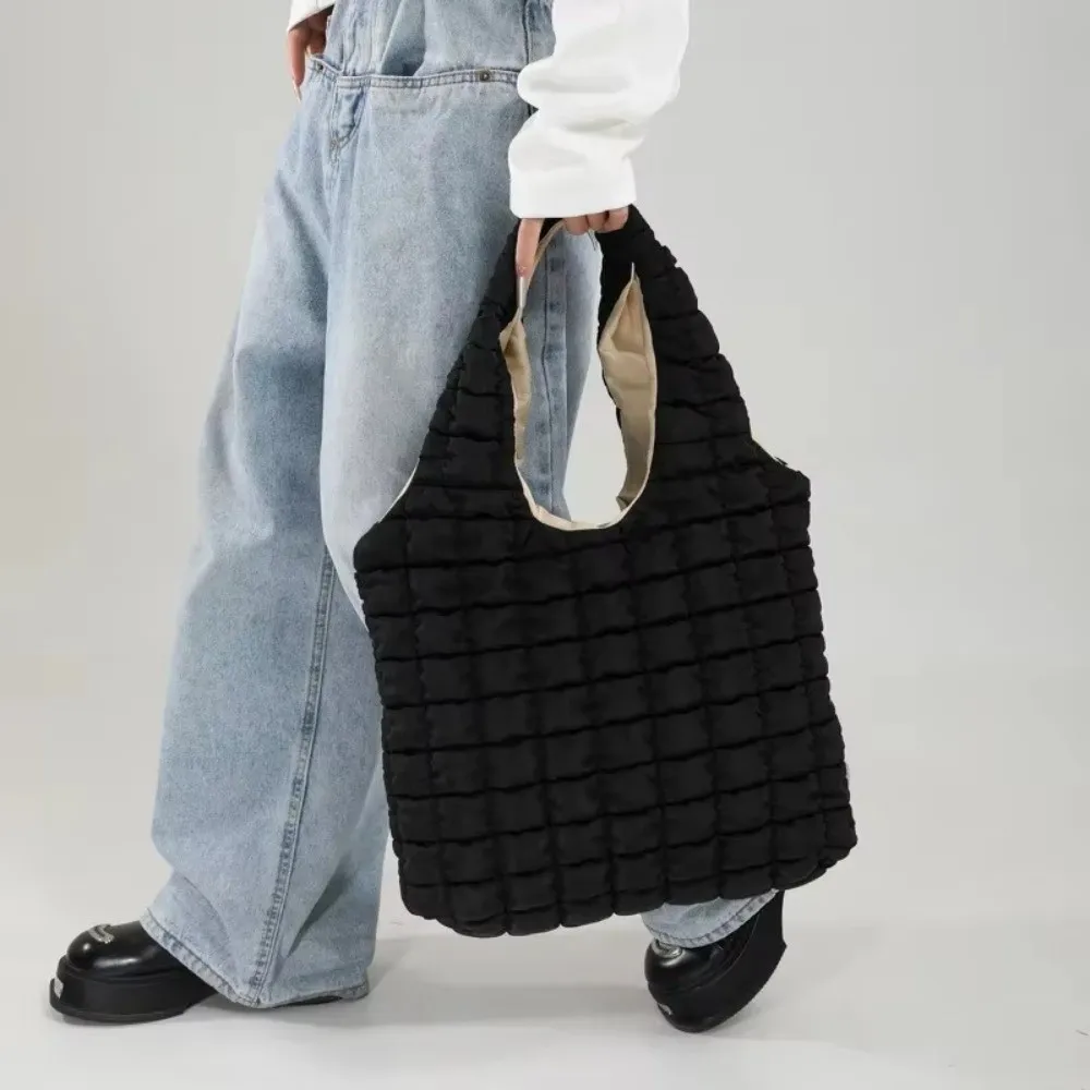 

New Large Capacity Tote Bag Thickened Cotton Checkered Pattern Shoulder Bag Women's Bag