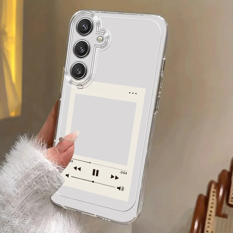 Simple music player with transparent phone case for Samsung Galaxy A52S A53 A54 A55 A56 5G/S26 S23 S24 25 FE S22 Plus soft cover