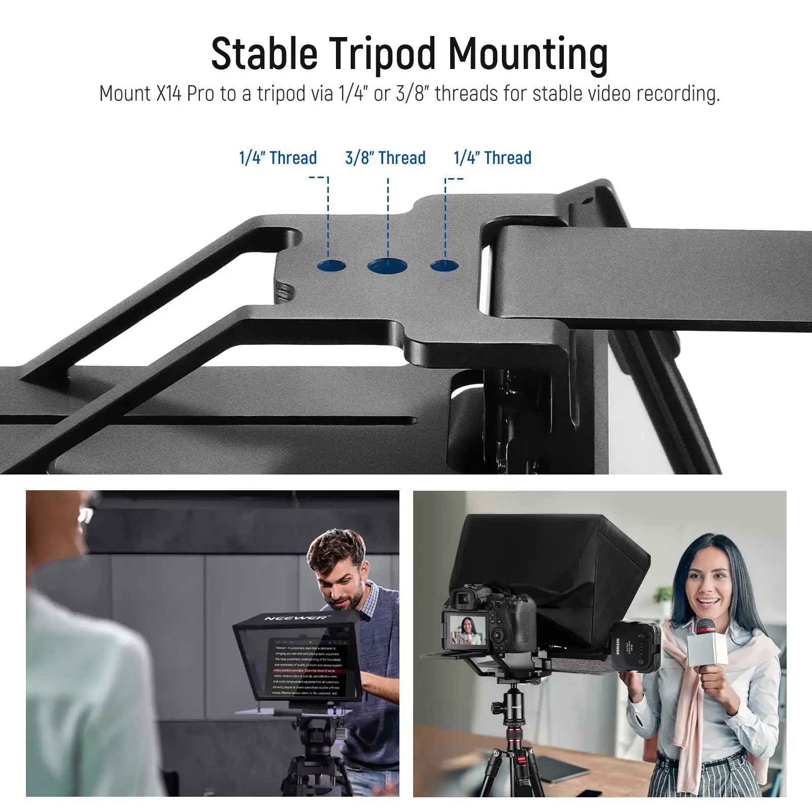 NEEWER X14 PRO Remote Teleprompter Compatible with iPad 12.9" iPad Pro 11" iPad Pro iPad mini and Smartphones