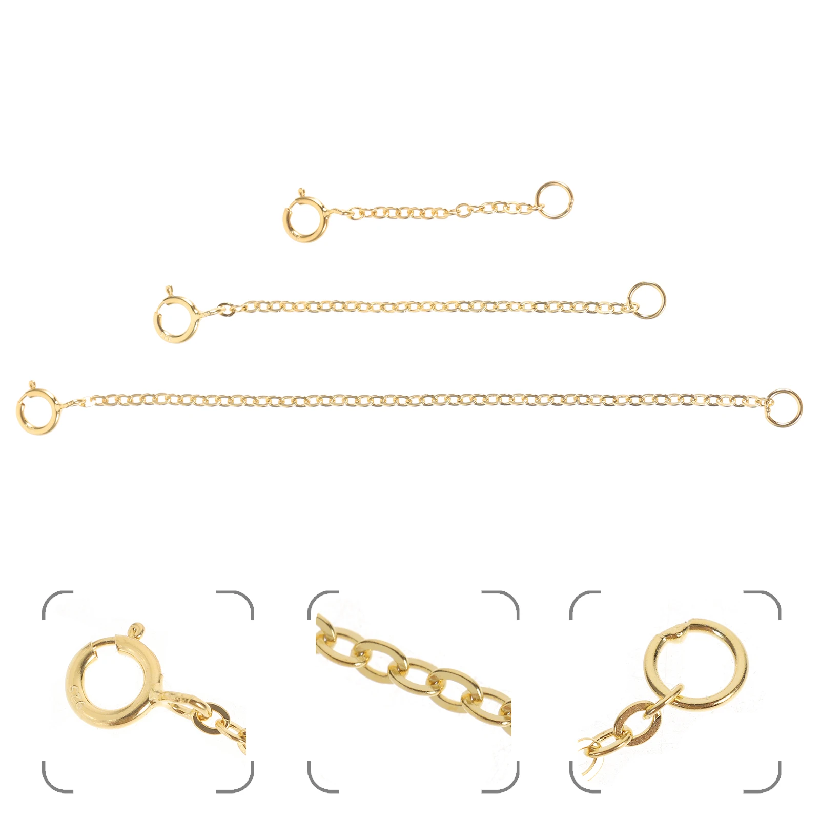 

3 Pcs Sterling Silver Adjustment Chain Extender Jewelry Findings for Making Set Golden Extension Extenders Necklace