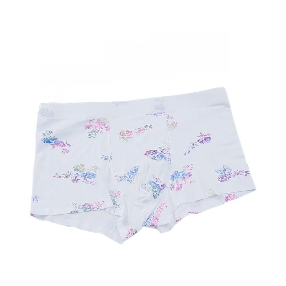 Men's Underwear Seamless Ice Silk Boxers Printed Shorts Mid Waist Soft Panties Youth Skinny Sports Breathable Bottoms