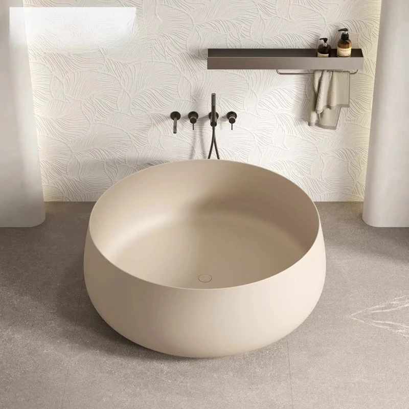 

Double artificial stone bathtub integrated hotel homestay home free-standing circular bathtub