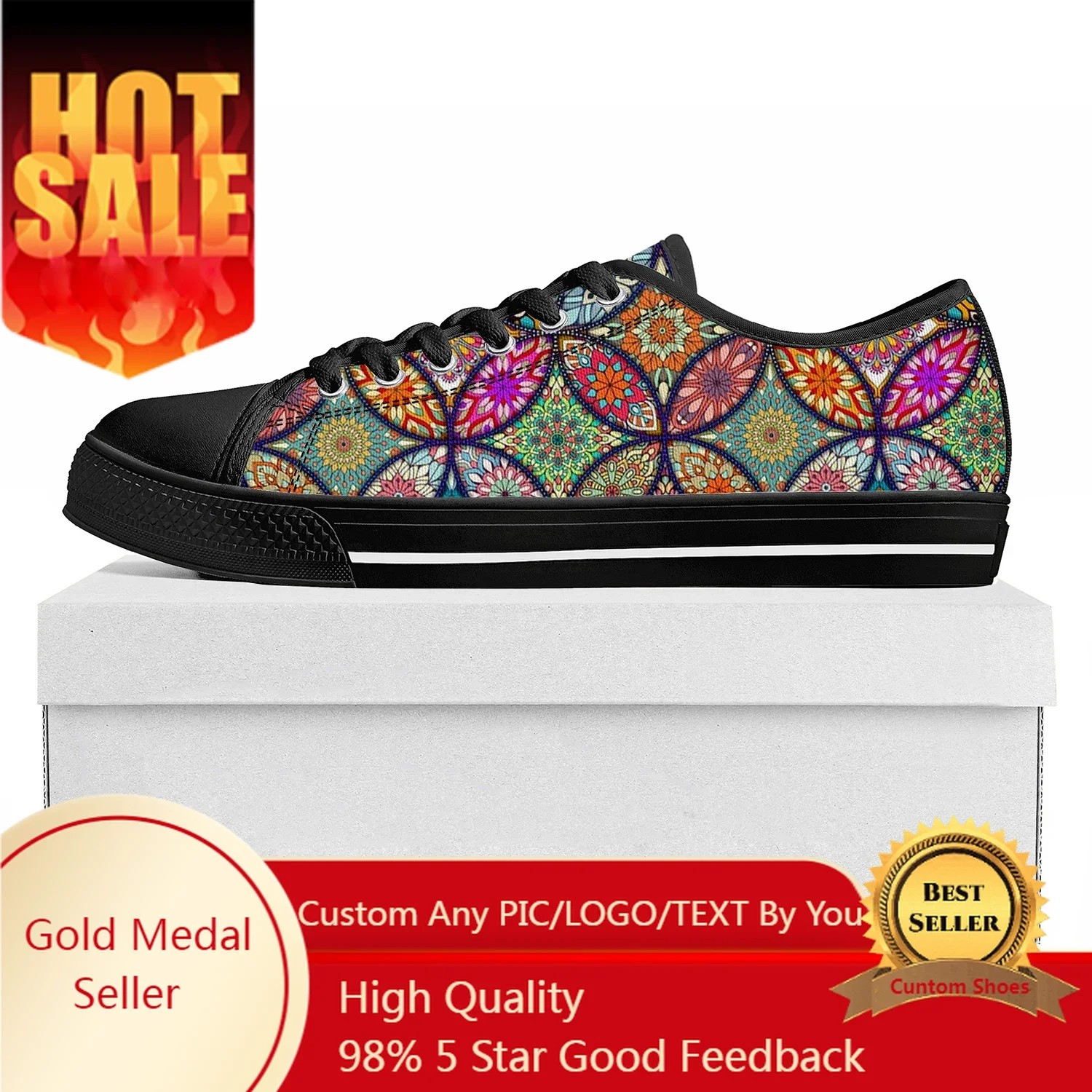 

Bohemia Mandala Geometric Low Top High Quality Sneakers Mens Womens Teenager Tailor-made Shoe Canvas Sneaker Casual Couple Shoes