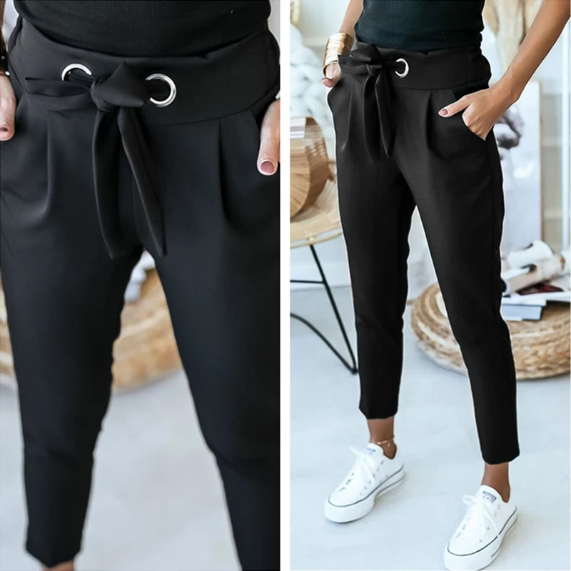 BornToGirl-بنطال ضيق غير رسمي للنساء ، خصر عالي ، أسود ، وردي ، كاكي ، ملابس الشارع ، موضة ، ربيع ، صيف ، خريف ، Y2K #5