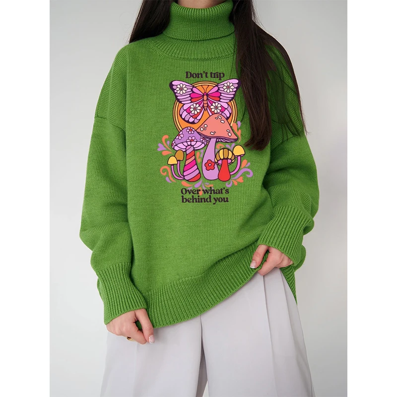 Y2K High Street Fashion Pullover Women Gothic Creative Mushroom Pattern Printing Sweater Streetwear Harajuku Aesthetics Sweaters