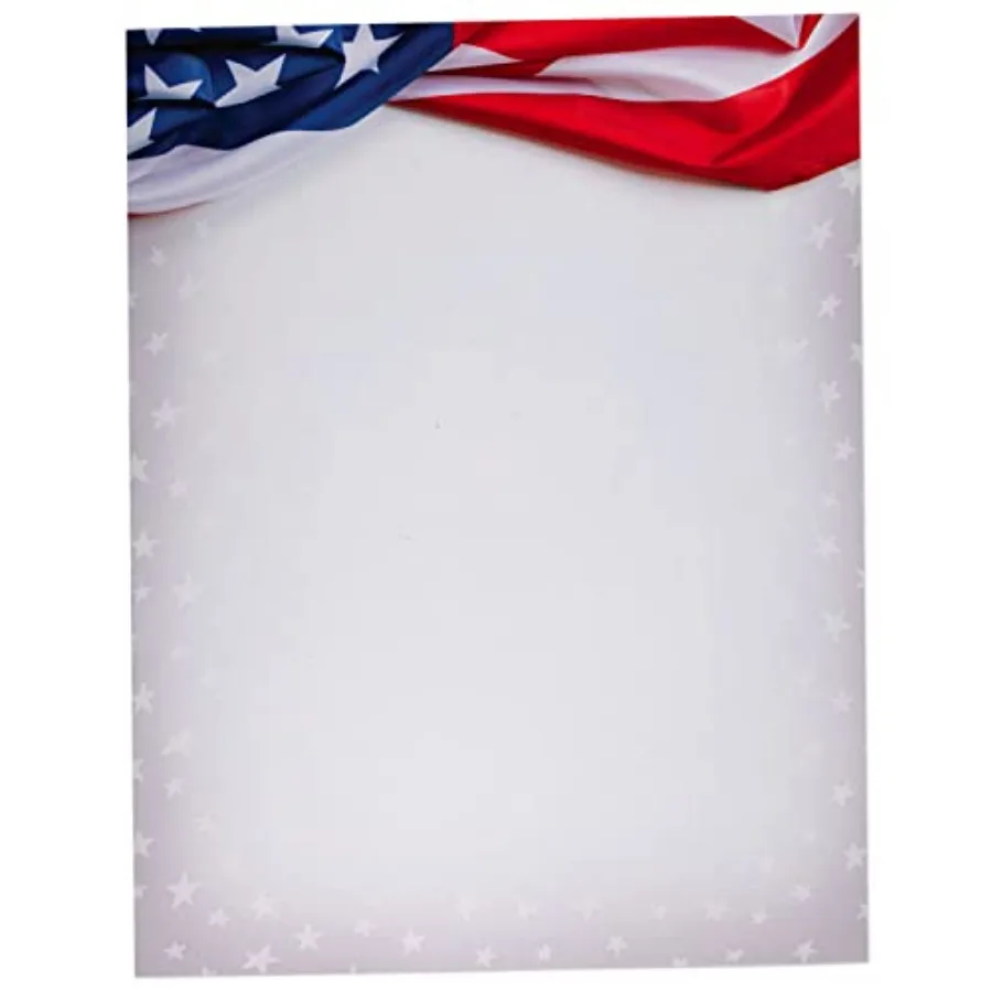 

American Flag Paper - 60 Sheets - Patriotic Stationery/Patriotic Printing Paper - Great for Party Invitations, Announcements, L