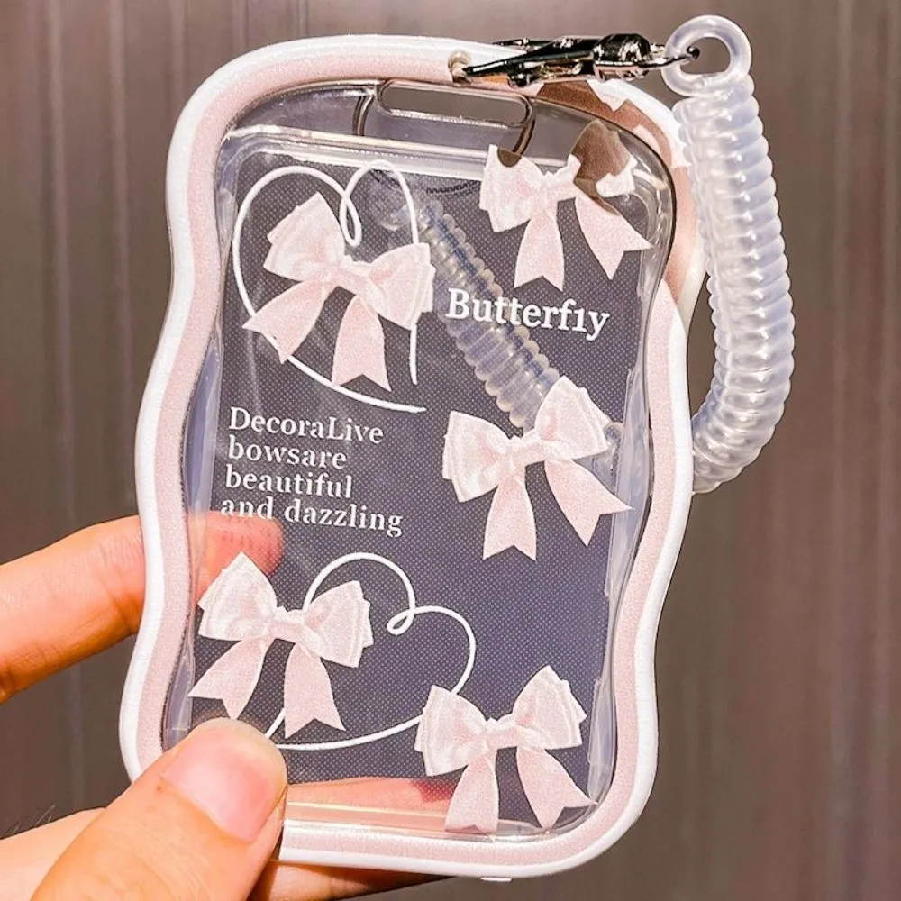 

Держатель для фотокарт с бантом Kpop, карты идола, защита для фотографий, брелок, рукава для фотографий, прозрачный многофункциональный чехол для карт