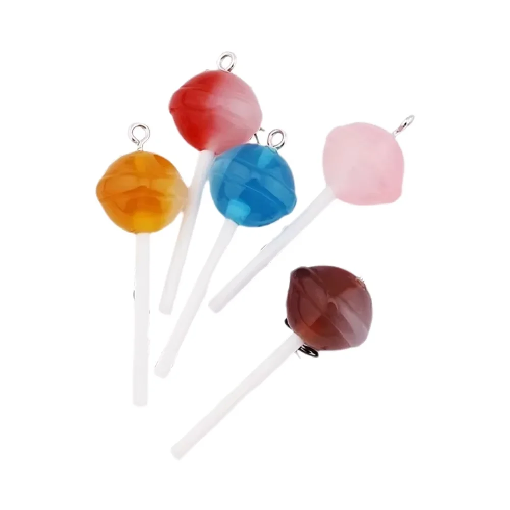 10pcs colorful lollipop resin pendant jewelry cute 3D keychain earring pendant jewelry suitable for jewelry making