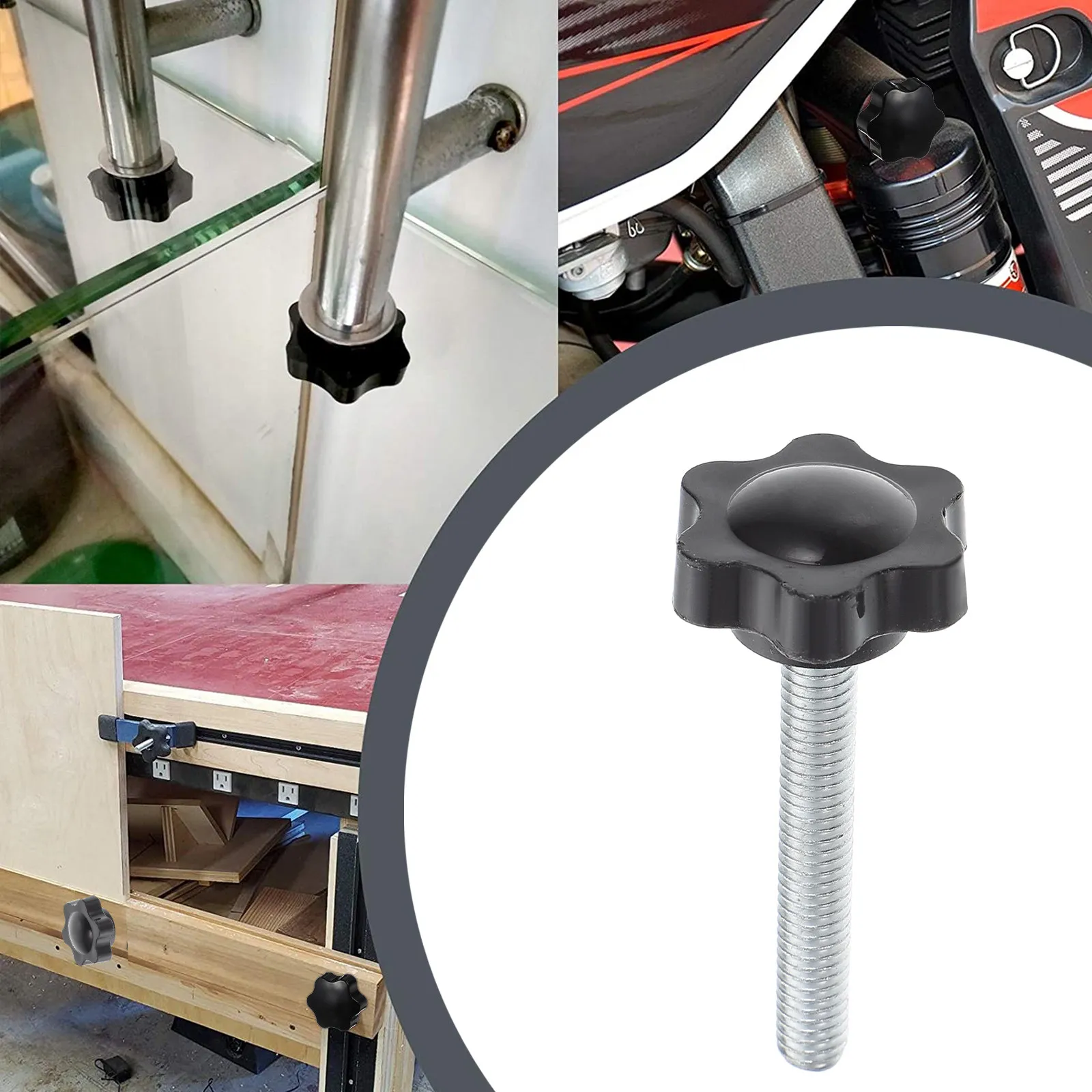 T Track Bolt M6x40 Hex Head Star Knob Clamping Screw Thread Handle Replacement Parts Patio Umbrella Patio Swing T Track
