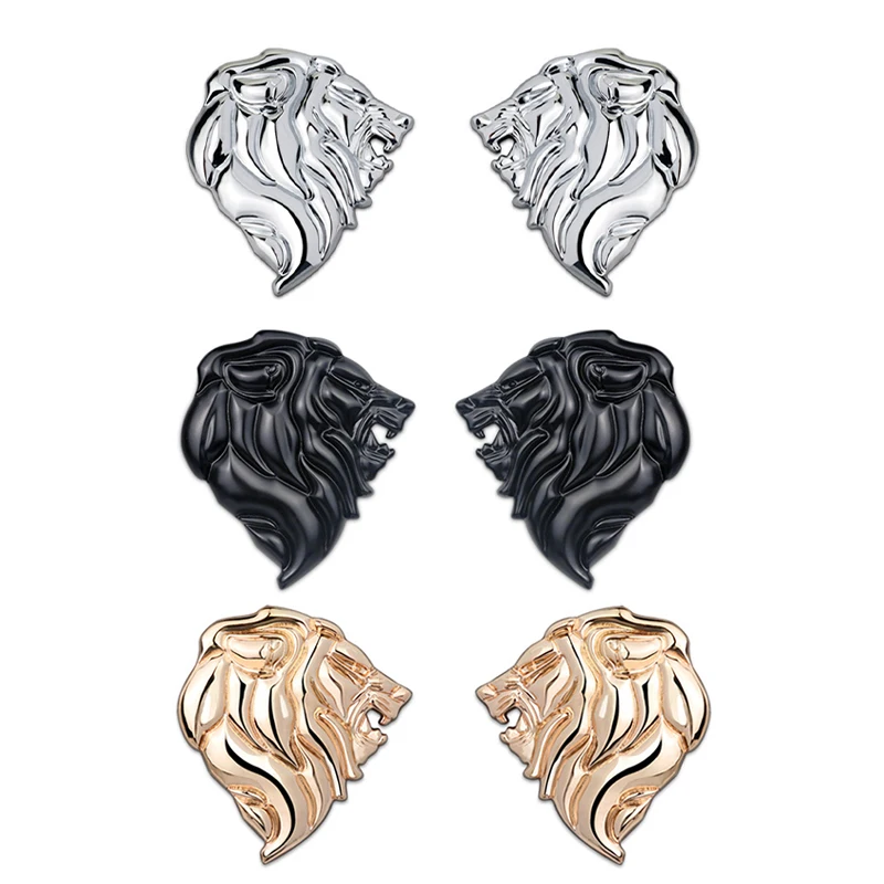 

3D Metal Lion Head Badge Creative Animals Emblem Car Sticker Car Tools Suitable for All Models Decoration Car Accessories