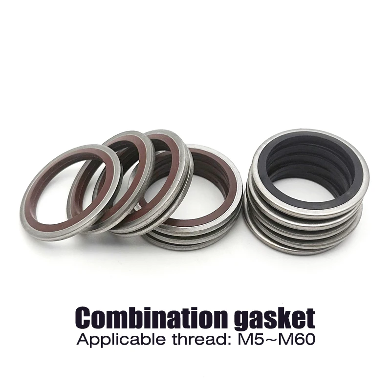 High Press Hydralic metal rubber Composite gasket Oil Pip Bonded Washer Metal Drain Plug Gasket Fit Combined Sealing Ring M5~M60