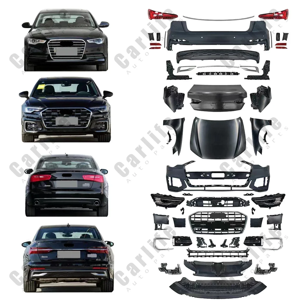 Body Kit Include Front Rear Lights Bumpers for Audi A6 C7 C7PA 2013-2018 Conversion To 2024 Look Like