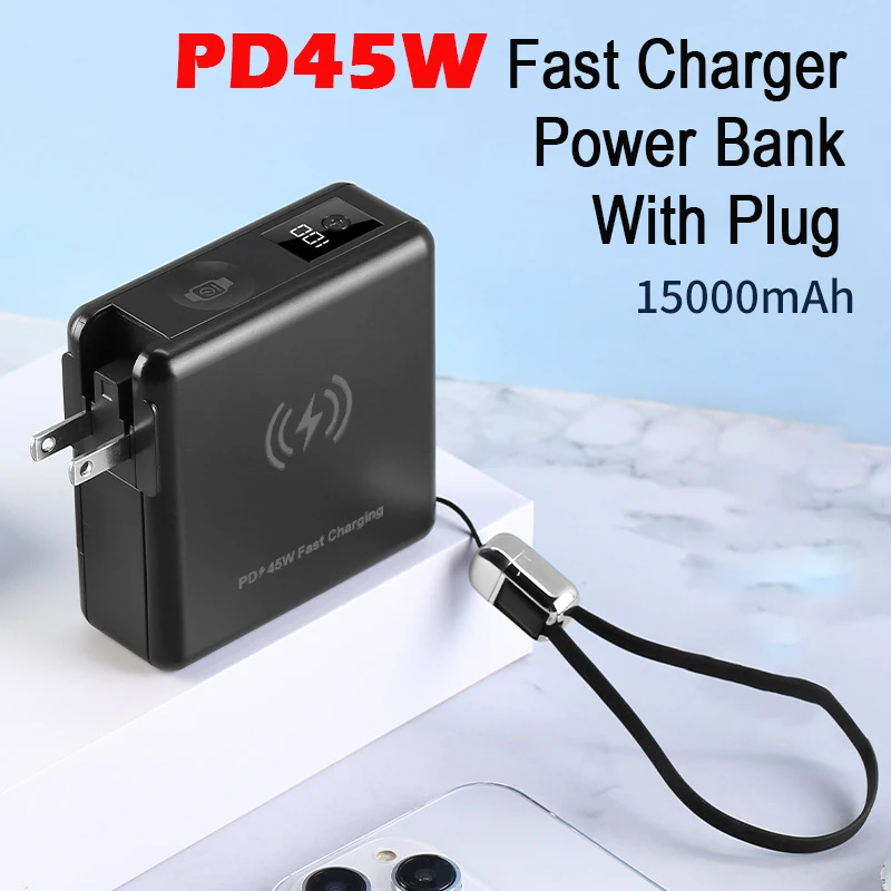 Magnetic Wireless Charger Power Bank 15000mAh Portable External Battery Capacity PD 45W Fast Charging for Laptop iPhone Xiaomi