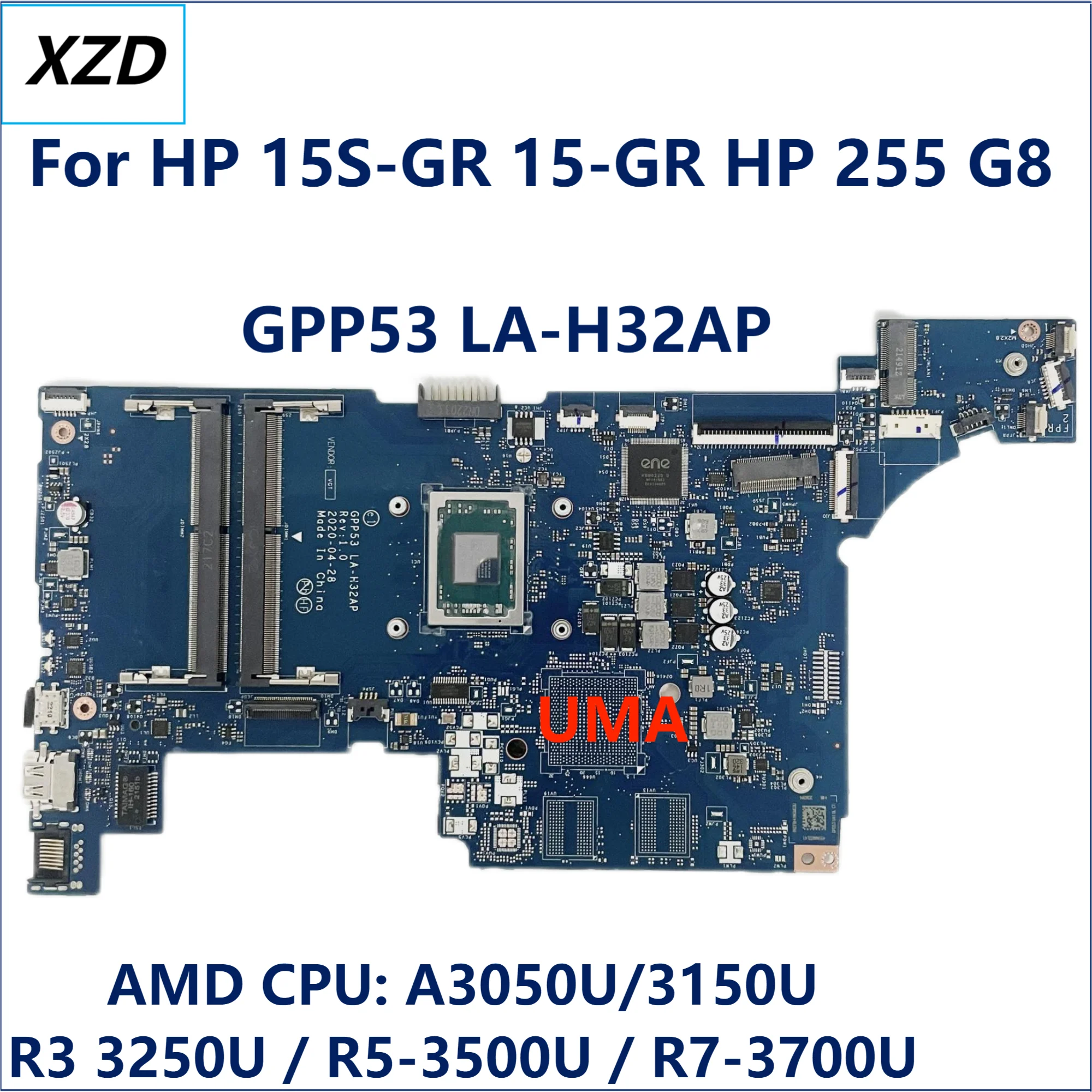 GPP53 LA-H32AP Mainboard For HP 15S-GR 15S-GU 15-GR 15-GY 15-GW HP 255 G8 Laptop Motherboard With R3 R5 R7 CPU UMA  100% test ok