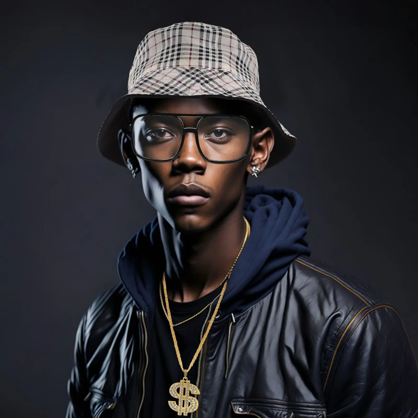 4 قطعة مجموعة أزياء الهيب هوب خمر 90s اكسسوارات النساء الرجال قلادة خواتم مجموعة مبالغ فيها مجوهرات الأزياء تأثيري الطرف