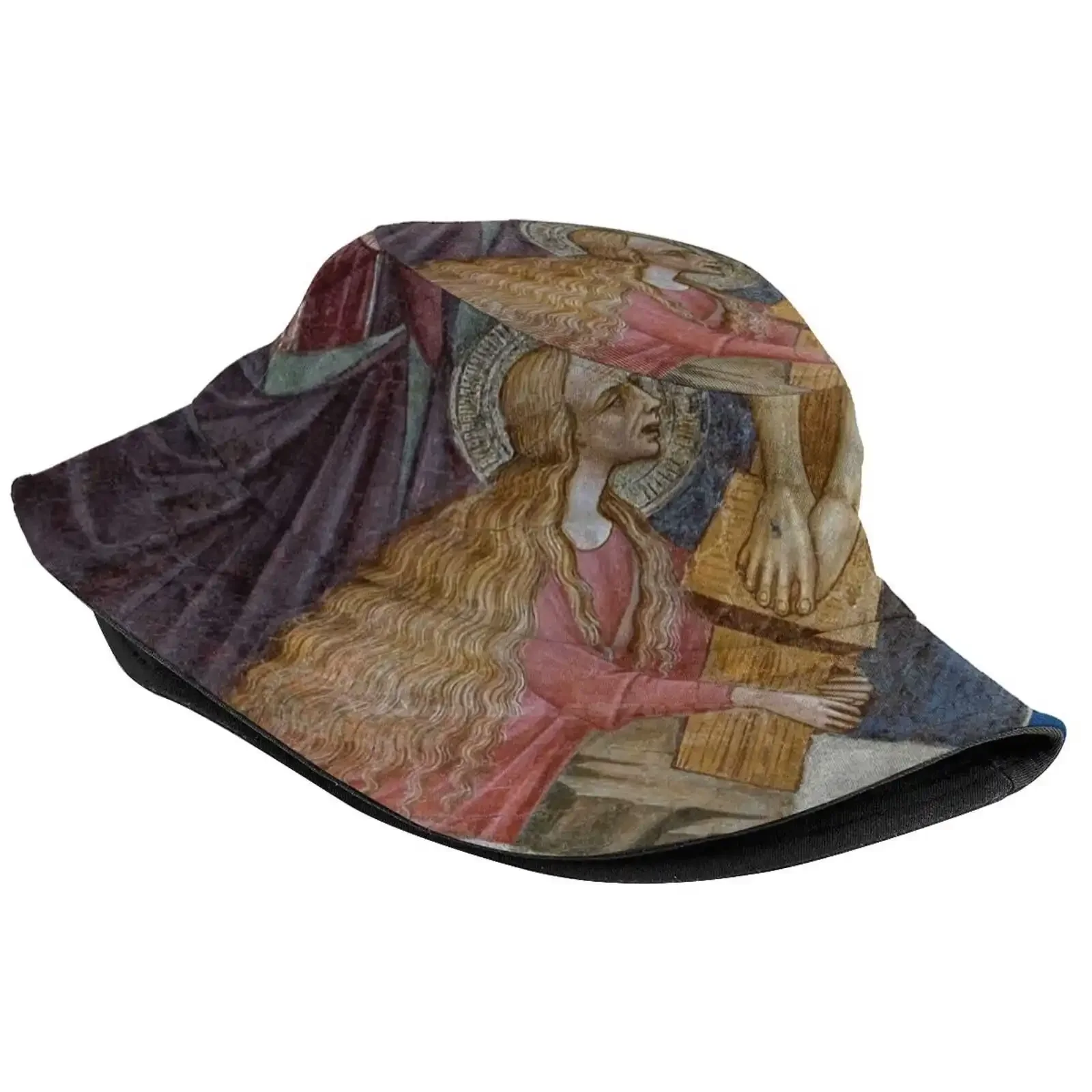 Mary Magdalene At The Feet Of Crucified Christ Print Bucket Hats Sun Cap European Italy Italian Tuscany Volterra Mary Magdalene