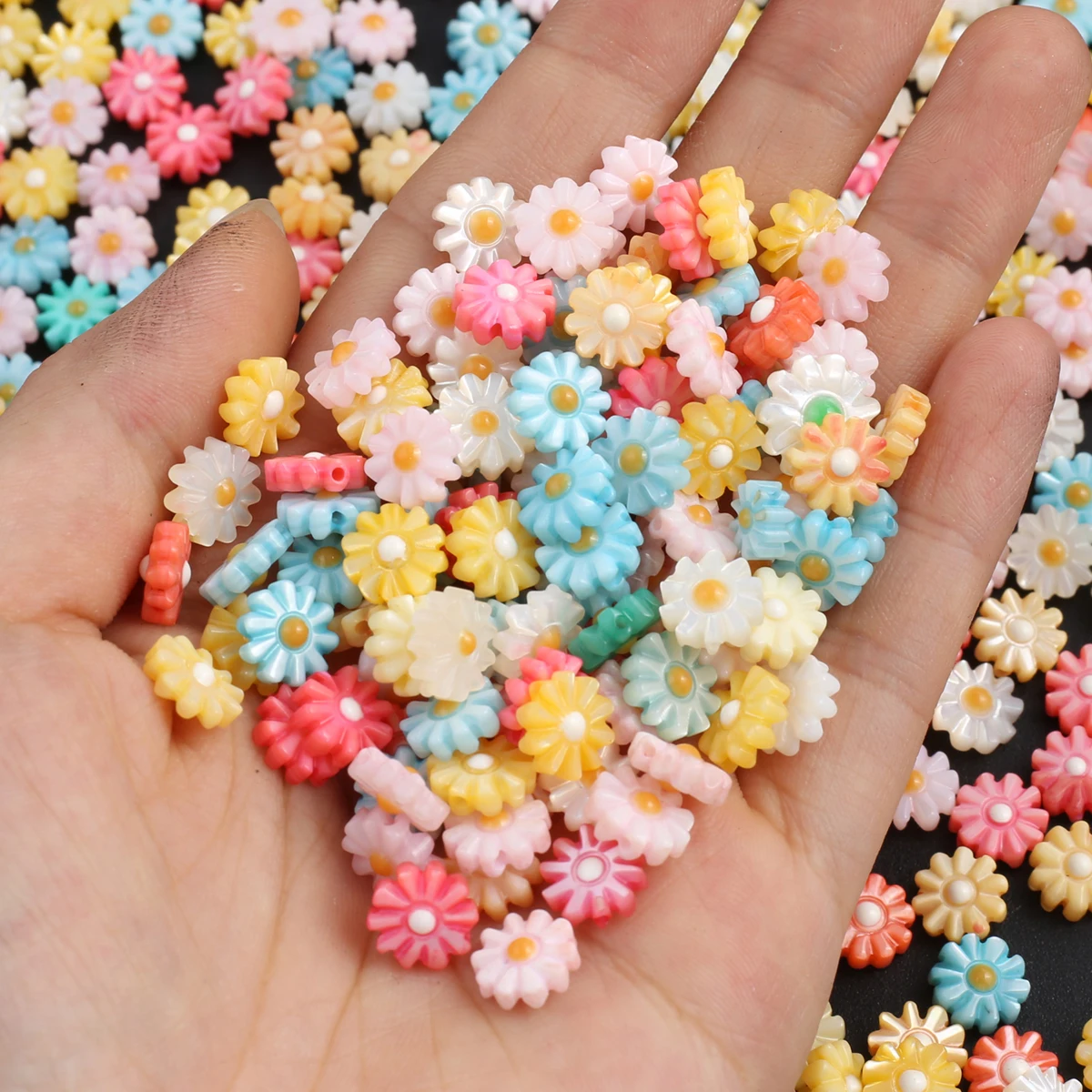 Colored Natural Freshwater Shell Bead Daisy Shape Mother of Pearl Shell Loose Beads for Jewelry Making Necklace Bracelet Earring