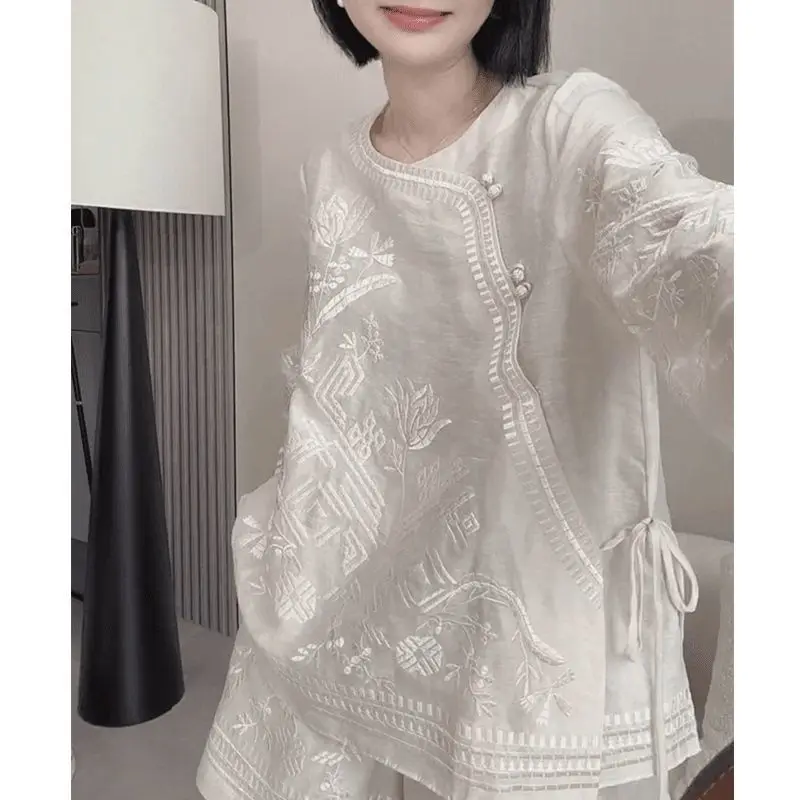 New Chinese Style National Style New High-end Thin Top Versatile Casual Suit Women's Shorts Two-piece Set High Appearance Level - Detail 1