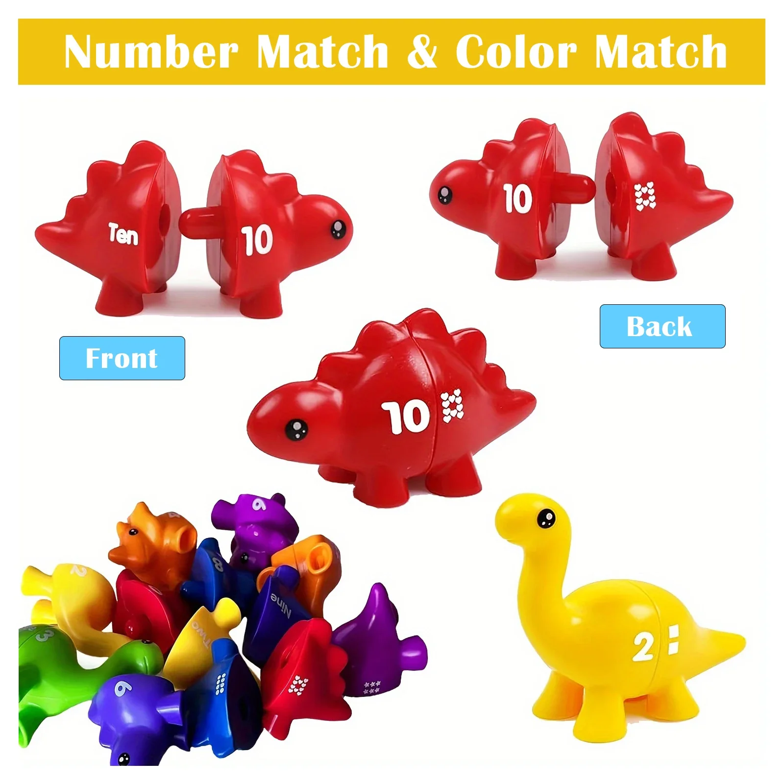 Dinosaurus Matching Game Alfabet Matching / Nummer Montessori Speelgoed voor kinderen Leren Kleuren Cijfers Letters