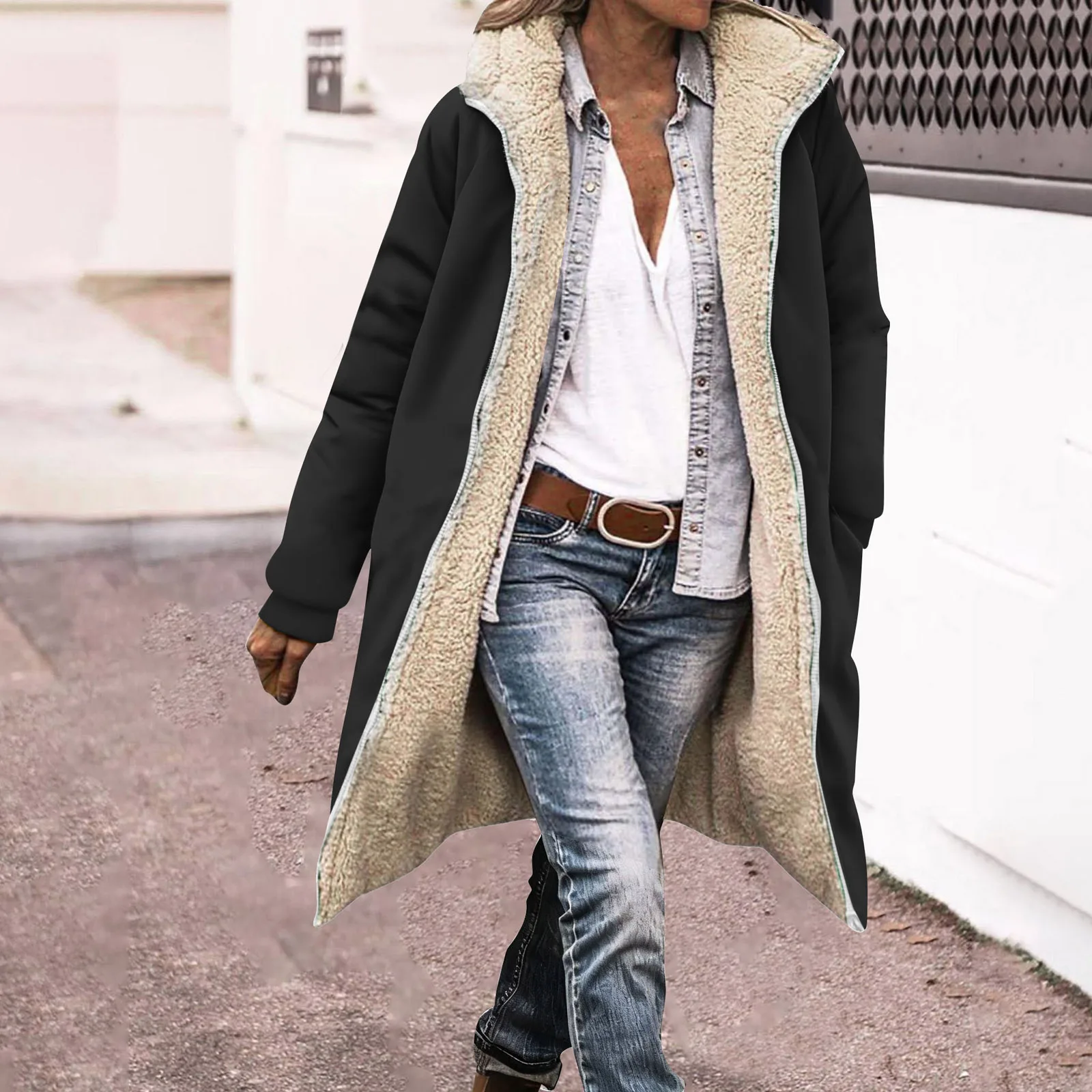 เสื้อโค้ทผู้หญิงคุณภาพสูง แฟชั่นฤดูหนาว แบบเรียบง่าย สวมกลับด้านได้ แขนยาว หนา  เสื้อคลุมตัวยาวลำลอง  เสื้อพัฟเฟอร์