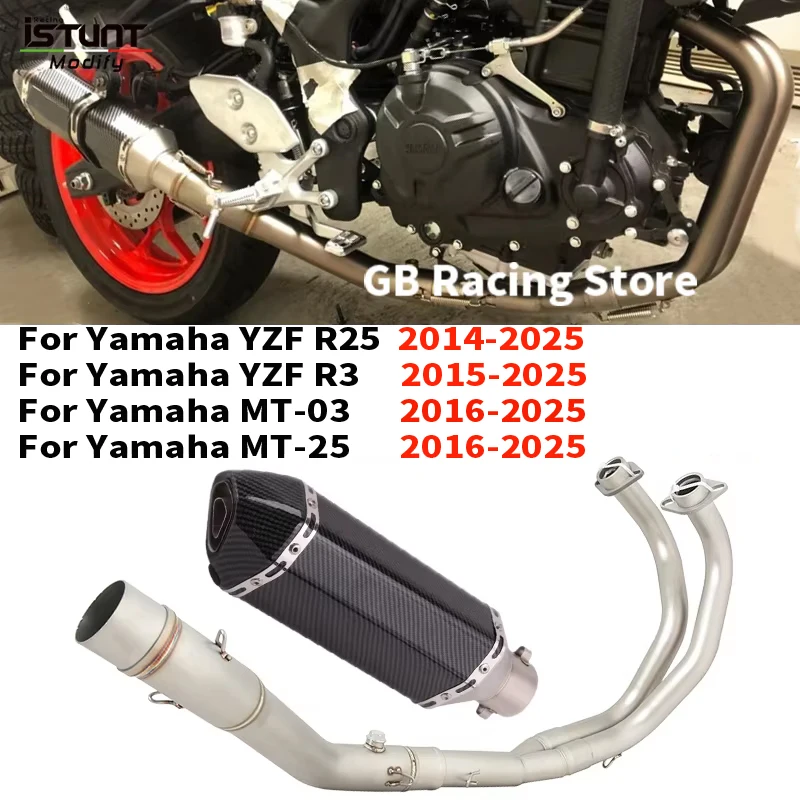 For Yamaha R25 R3 MT25 MT03 2014 - 2025 Motorcycle Exhaust Full System Modified Front Link Pipe 51MM Espace Moto With Muffler