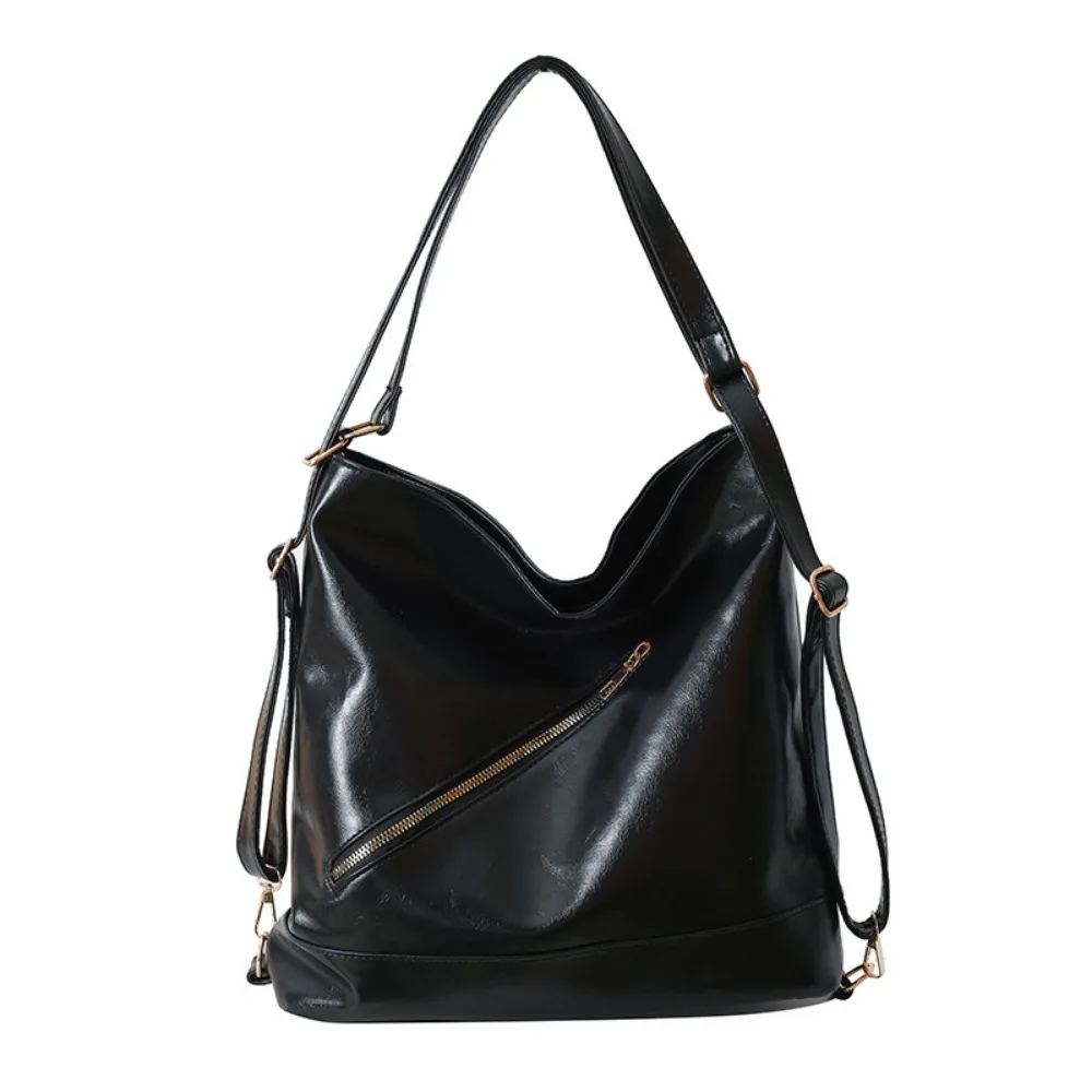 

Retro Women's Shoulder Bag PU Leather Large Capacity Student Tote Bag Waterproof Portable Shopping Handbag Student Class